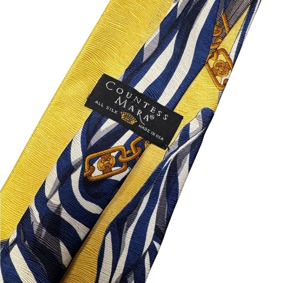 Vintage Countess Mara Tie - Nautical Chain & Stripe Design - 100% silk - USA - Picture 5 of 5